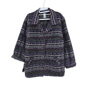 Sag Harbor Geometric Tapestry Boho Lagenlook Long Jacket Womens 16W